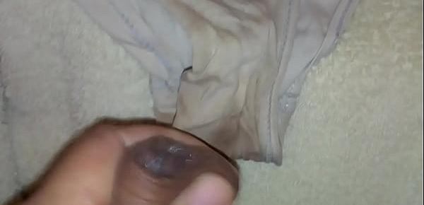  Jerking and precum on my wife panty